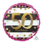Balon folie Happy Birthday 50, Pink & Gold, 43 cm 37164