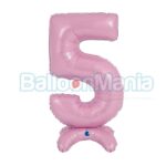 Balon folie Cifra 5 roz cu baza, 64 cm 25075