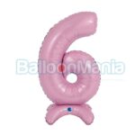 Balon folie Cifra 6 roz cu baza, 64 cm 25076